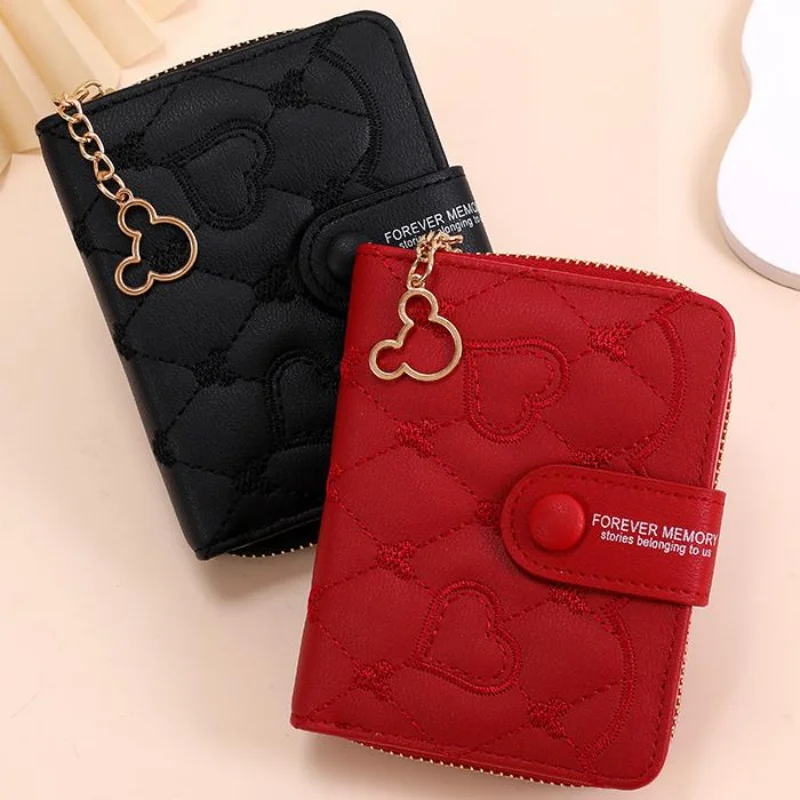 Top Trends: New Disney Mini Wallet Mickey Mouse Embroidery ID Card Holders Girls Coin Purse Fashion Short Zipper Luxury Wallet For Women Shoppable Styles