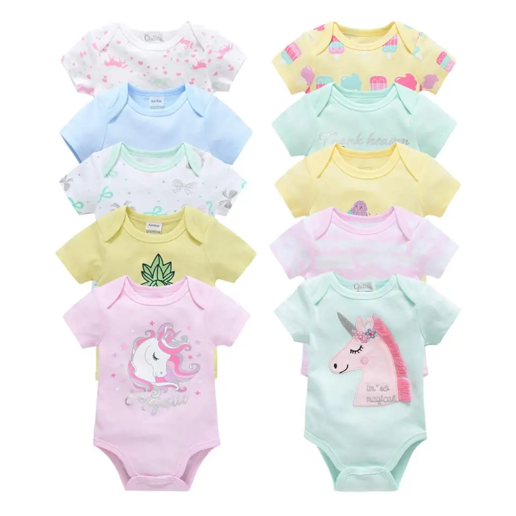 Top Trends: Newborn Baby Girl Bodysuit 5PCS / Set Cotton Short Sleeve Body Bebe Summer Infant Jumpsuit 0-24M Cartoon Toddler Baby Boys Clothes Shoppable Styles