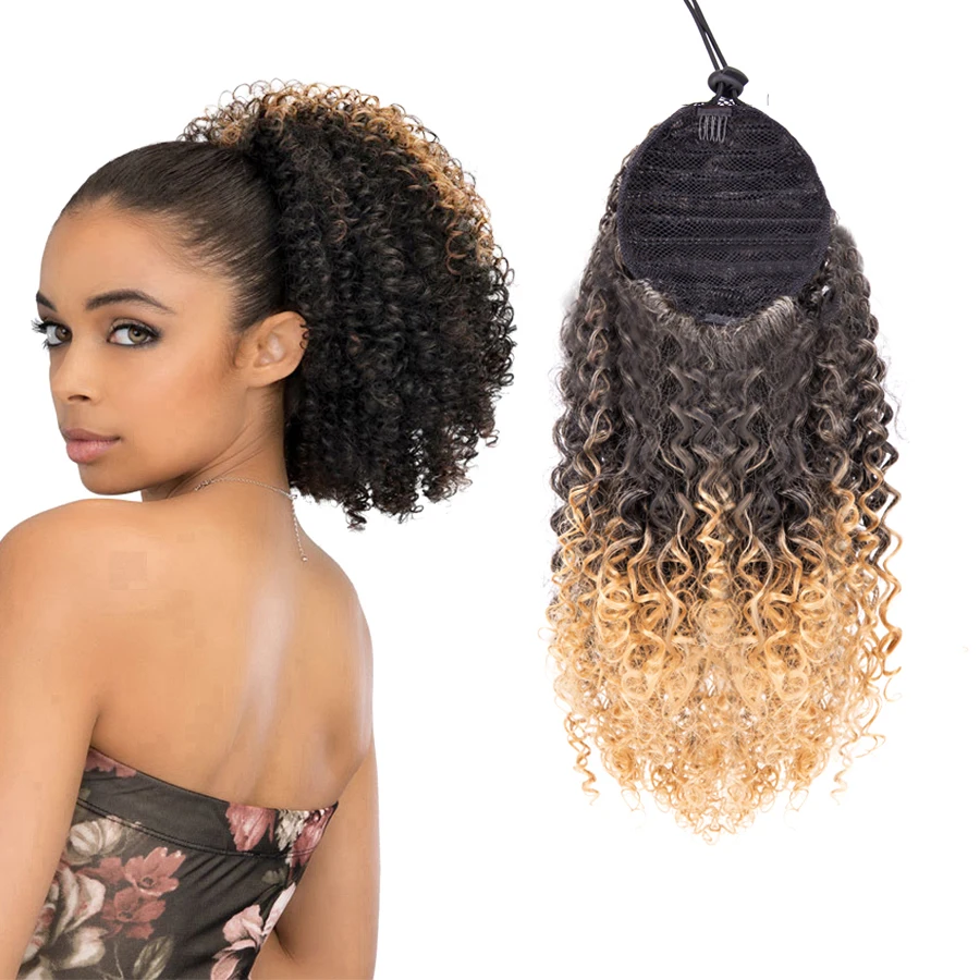 Top Trends: Synthetic Curly Ponytail Afro Kinky Curly Drawstring Ponytail Clip In Hair Extension Short Hair Bun Chignon Hairpieces Shoppable Styles