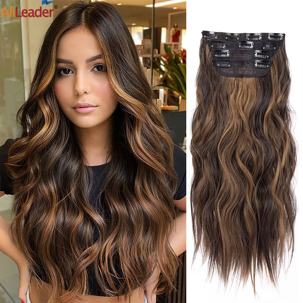 Top Trends: Wholesale Clip-on Hairpiece 20" Long Clip Hair Extensions Fake Hair Accessories For Women Synthetic Women Hair Pieces Shoppable Styles