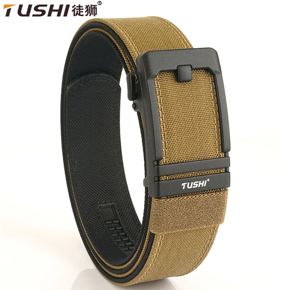 Top Trends: TUSHI New 3.8CM Hard Tactical Belt For Men Metal Automatic Buckle IPSC Gun Belt 1100D Nylon Military Belt Outdoor Sports Girdle Shoppable Styles