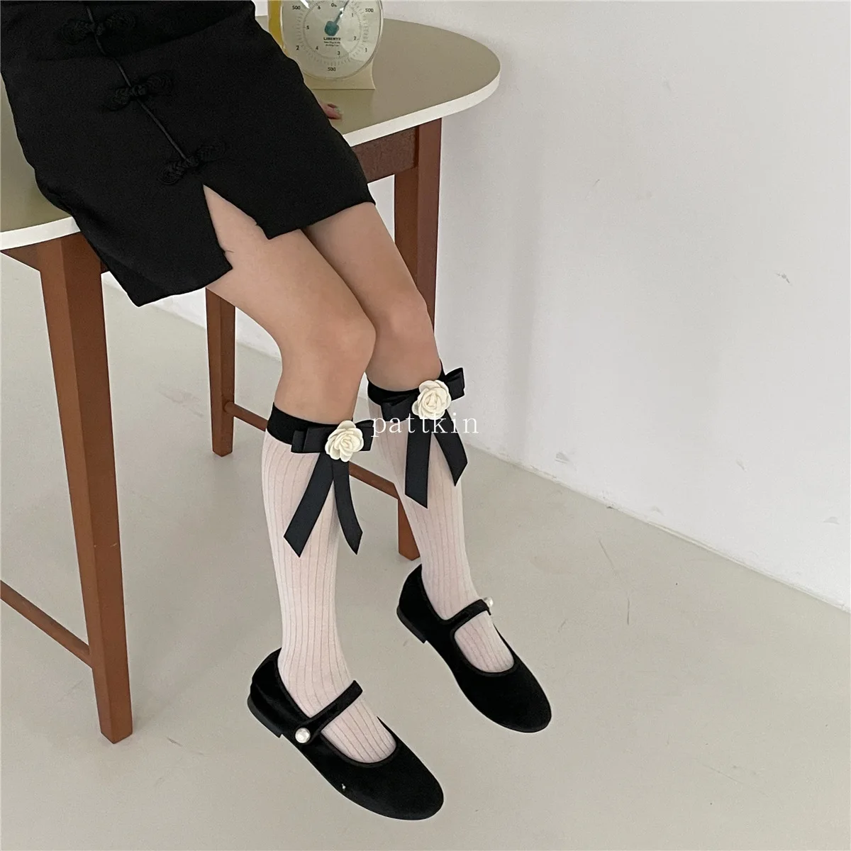 Top Trends: 2023 Spring And Summer New Niche Three-dimensional Rose Socks In The Tube Bow Socks Summer Thin Black Socks Female Shoppable Styles