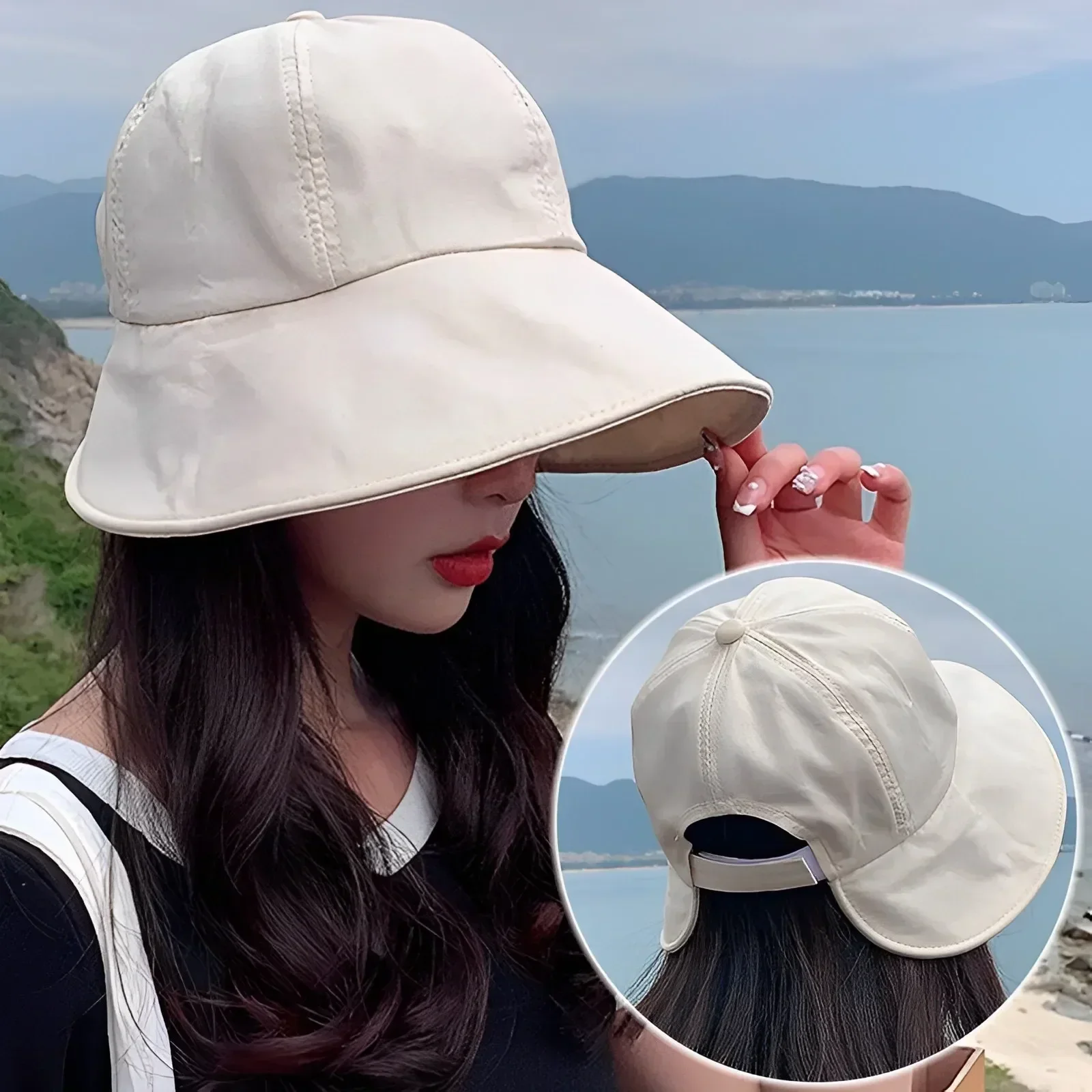 Top Trends: Cotton Foldable Wide Brim Hat Women Adjustable Outdoor Beach Bucket Hat Summer Sun Protection Visors Fisherman Cap Panama Caps Shoppable Styles