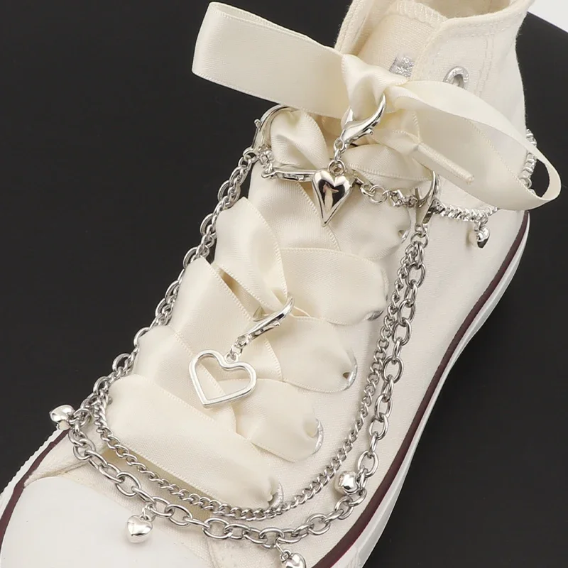 Top Trends: 1pcs Metal Shoe Decorations Bling Rhinestone Shoe Chain Charms Hollow Star Love Pendant Pearl Shoe Chain Bracelet For Women Shoppable Styles