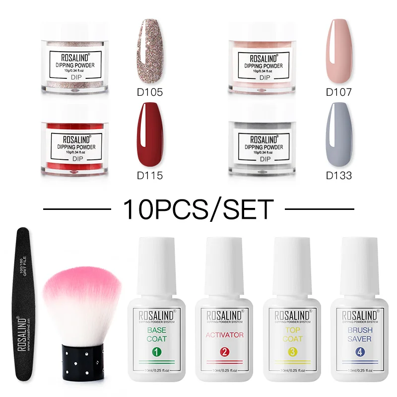 Top Trends: ROSALIND Pure Color Flash Dipping Powder Kit Nail Dust Decorative Resin Pigment Nail Art Need Primer And Sealing Layer Set 10ml Shoppable Styles