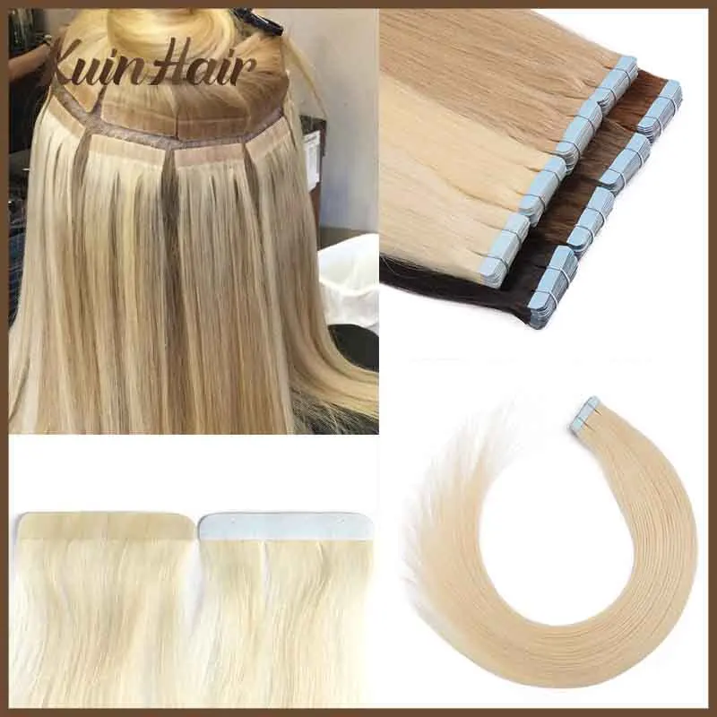 Top Trends: Tape In Human Hair Extensions 100% Natural Hair Machine Made Straight Remy Seamless Invisible Tape In 20pcs 50g / set Multi-color Shoppable Styles