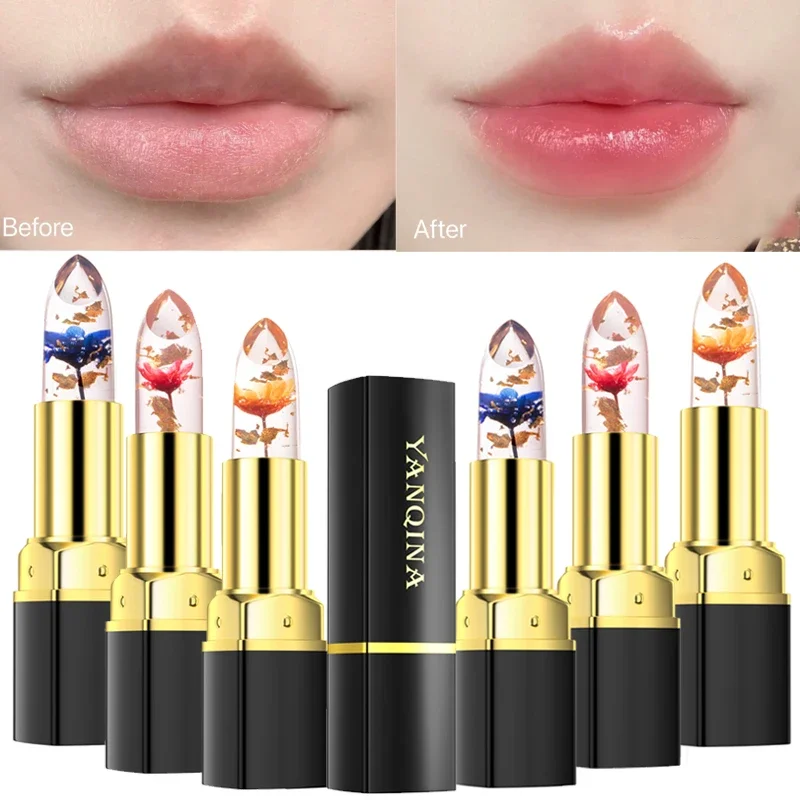 Top Trends: Temperature Color Changing Lipstick Crystal Jelly Flower Lip Balm Transparent Lasting Moisturizing Women Lips Makeup Cosmetic Shoppable Styles