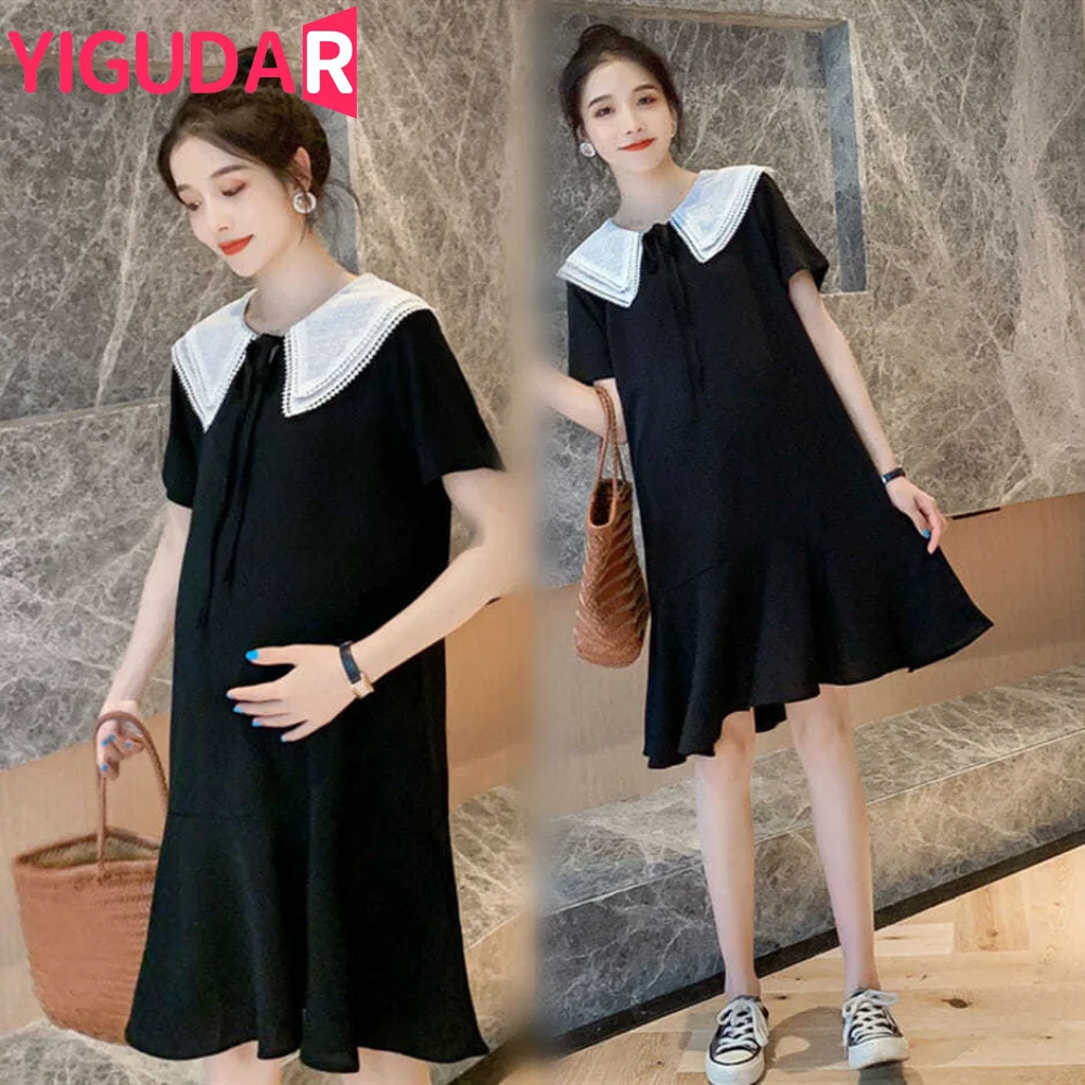 Top Trends: Summer Korean Fashion Maternity Dress Across V Neck A Line Slim Clothes For Pregnant Women Pregnancy Vestidos De Fotografía Shoppable Styles