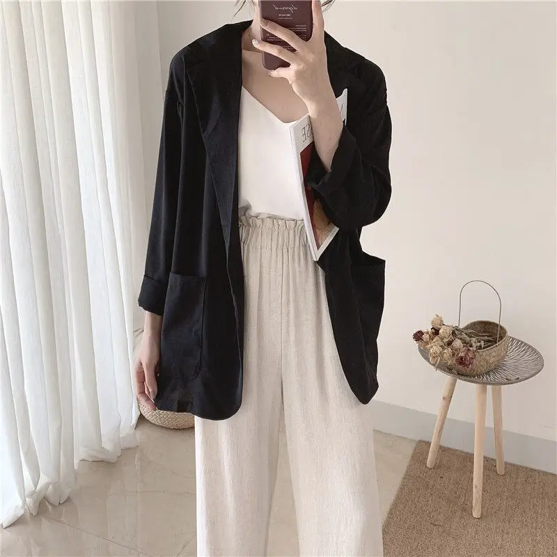 Top Trends: Blazers Spring Summer Thin Korean Elegant Fashion Loose Casual Office Lady Solid Color Notched Women's Clothing Simplicity Tops Shoppable Styles - Image 2