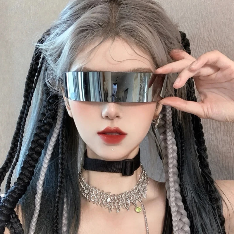 Top Trends: Future Warrior Rimless Sunglasses One Piece Lens Wrap Around Cyber Punk Futuristic Men Women Hip Hop Party Sun Glasses Bar KTV Shoppable Styles