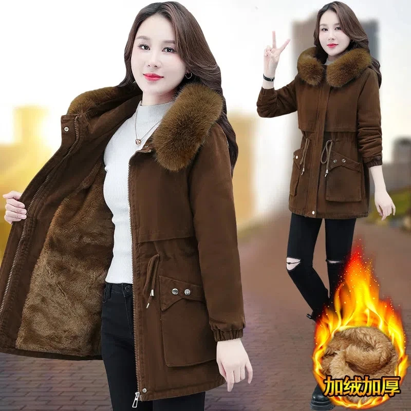 Top Trends: Parkas 6XL Womens 2023 Winter Jacket Loose Casual Padded Coat Female Large Size Plush Fur Collar Thick Down Cotton Outerwear Shoppable Styles