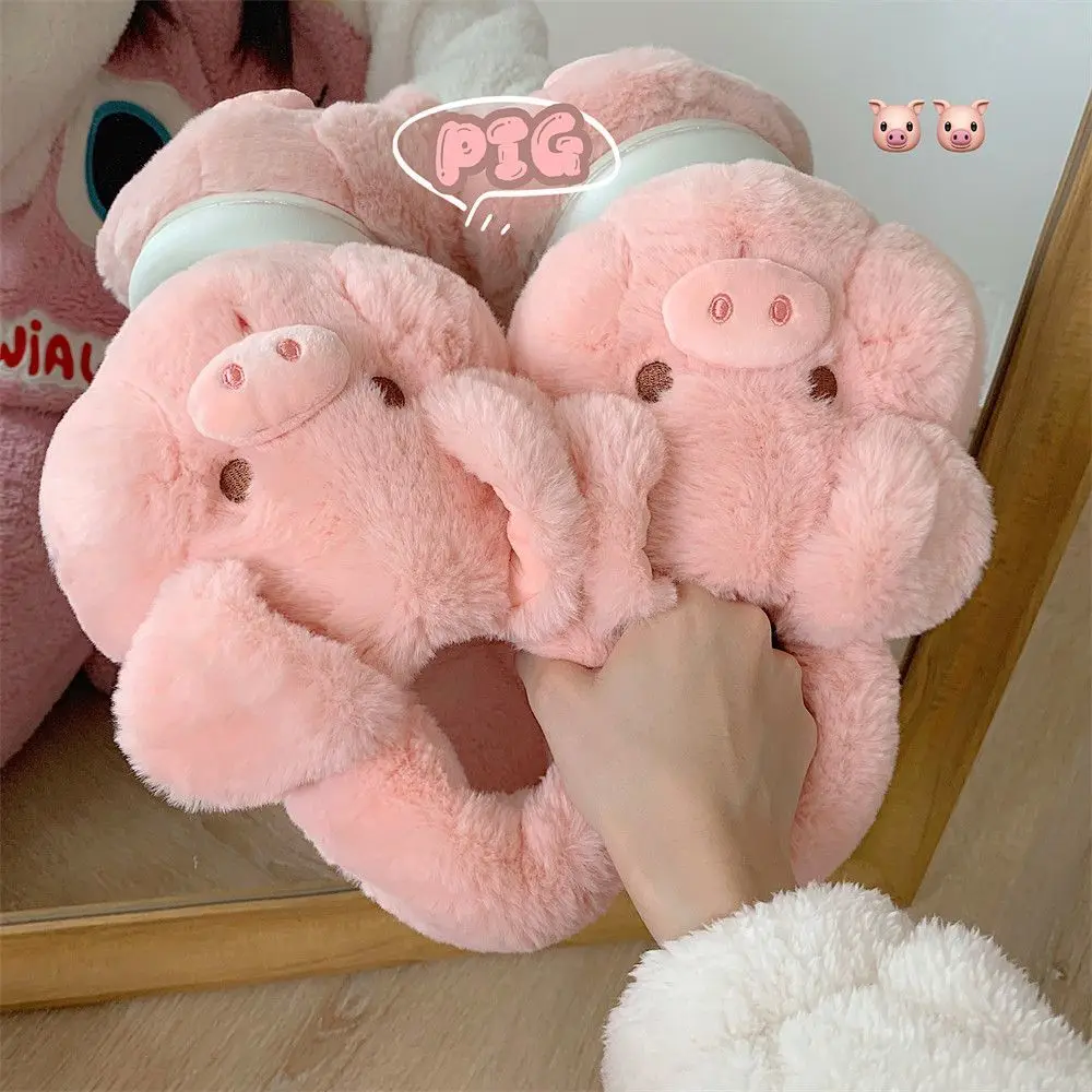 Top Trends: Feerldi Pink Fluffy Pig Slippers Women Slip On Animal Slides Indoor House Furry Cotton Shoes Warm 2023 New Girls Piggy Shoes Shoppable Styles