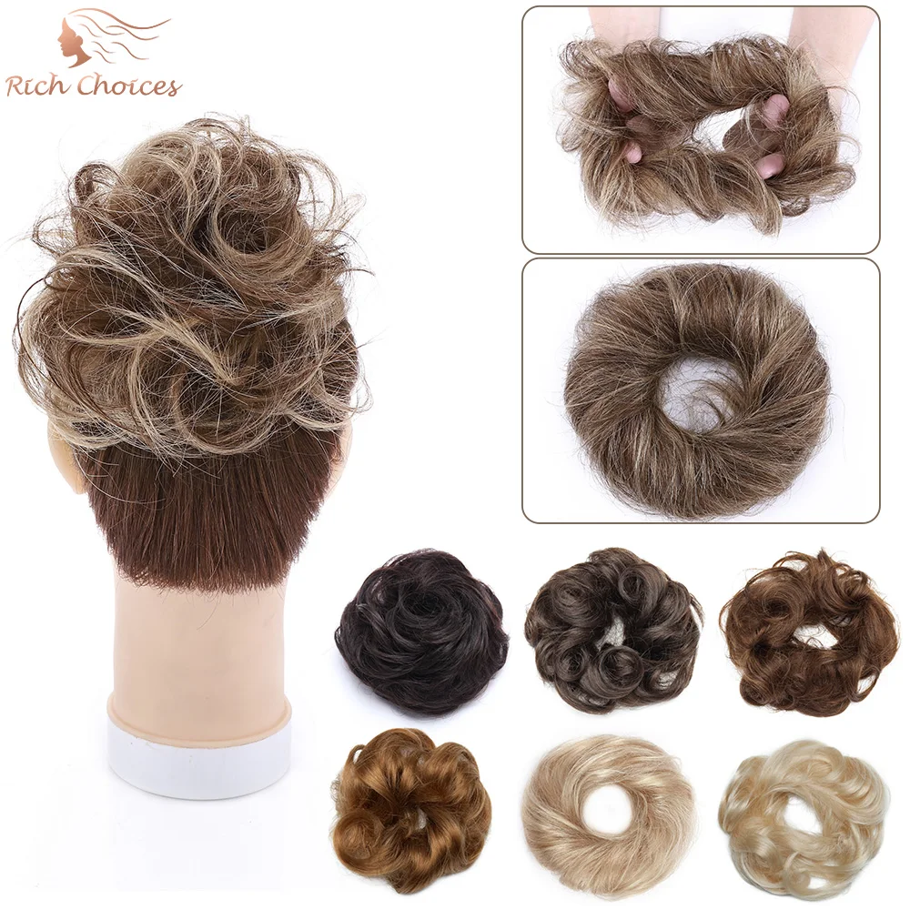 Top Trends: RichChoices Human Hair Messy Buns Hair Piece Real Hair Extension Wavy Curly Hair Scrunchies Tousled Updo Chignon For Women Girls Shoppable Styles