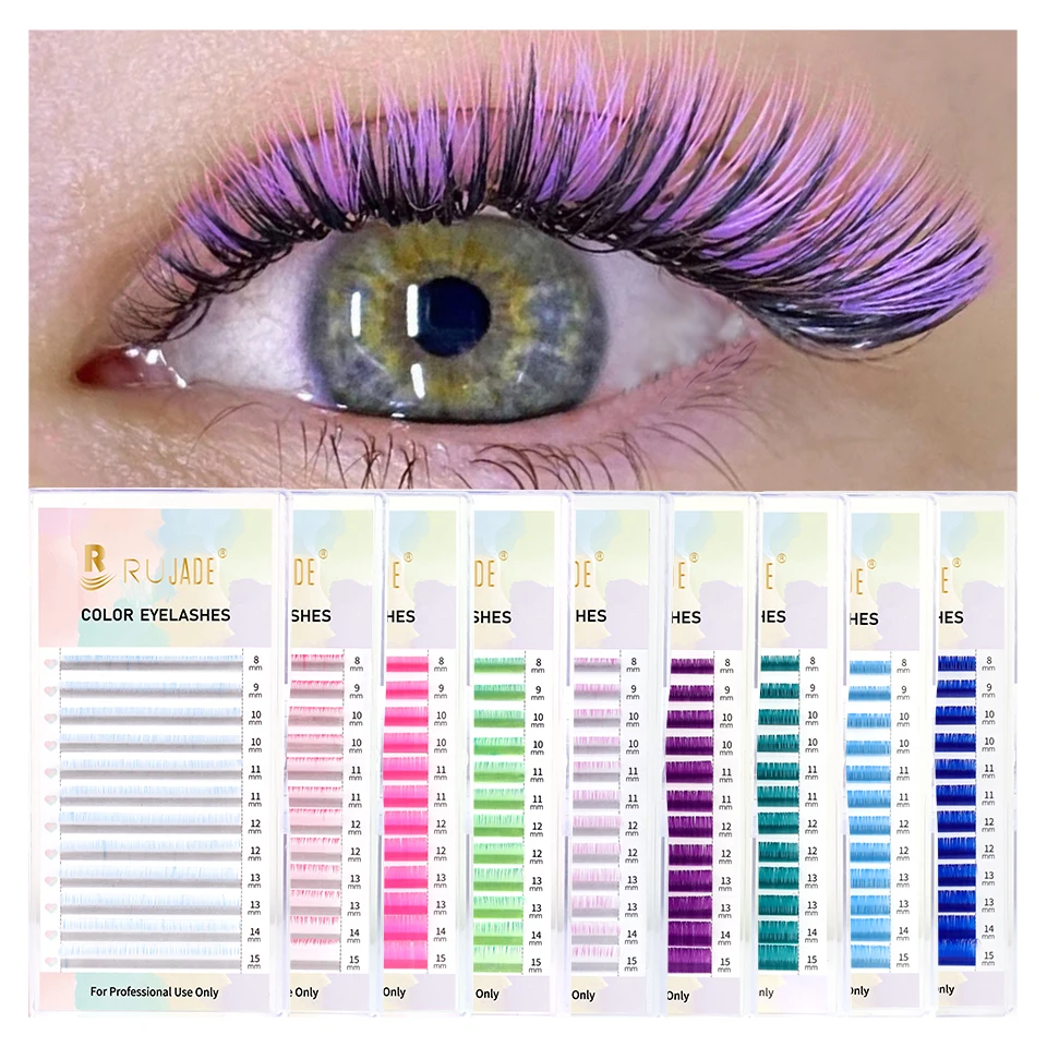 Top Trends: Ombre Colored Eyelash Extension Classic Red Green Brown Blue Purple Lash Individual Colorful Lashes UV Neon Lash Extension Cilio Shoppable Styles