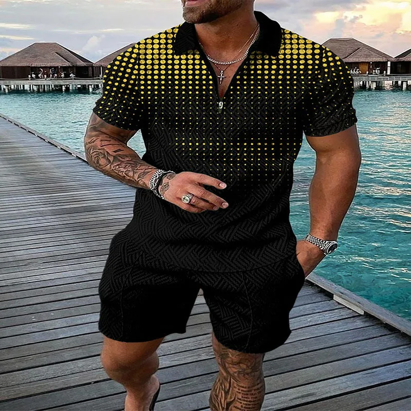 Top Trends: Summer Men's Trend Printed T-shirt Shorts Slimming Suit Shoppable Styles - Image 2