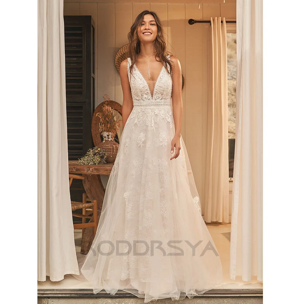 Top Trends: RODDRSYA Boho Elegant Wedding Dresses For Women 2023 V-Neck Appliques Lace Backless With Button Vestidos De Novia Custom Made Shoppable Styles