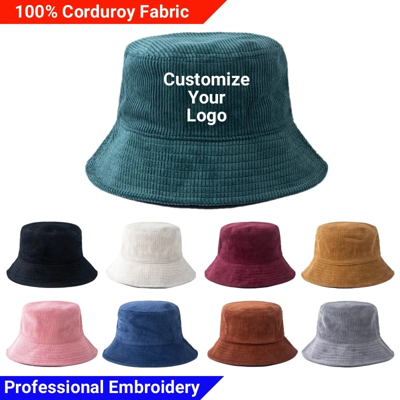 Top Trends: Custom Corduroy Bucket Hat With Your Logo Unisex Winter Hat Panama Fashion Fisherman Beach Caps Personalized Text Hats For Women Shoppable Styles