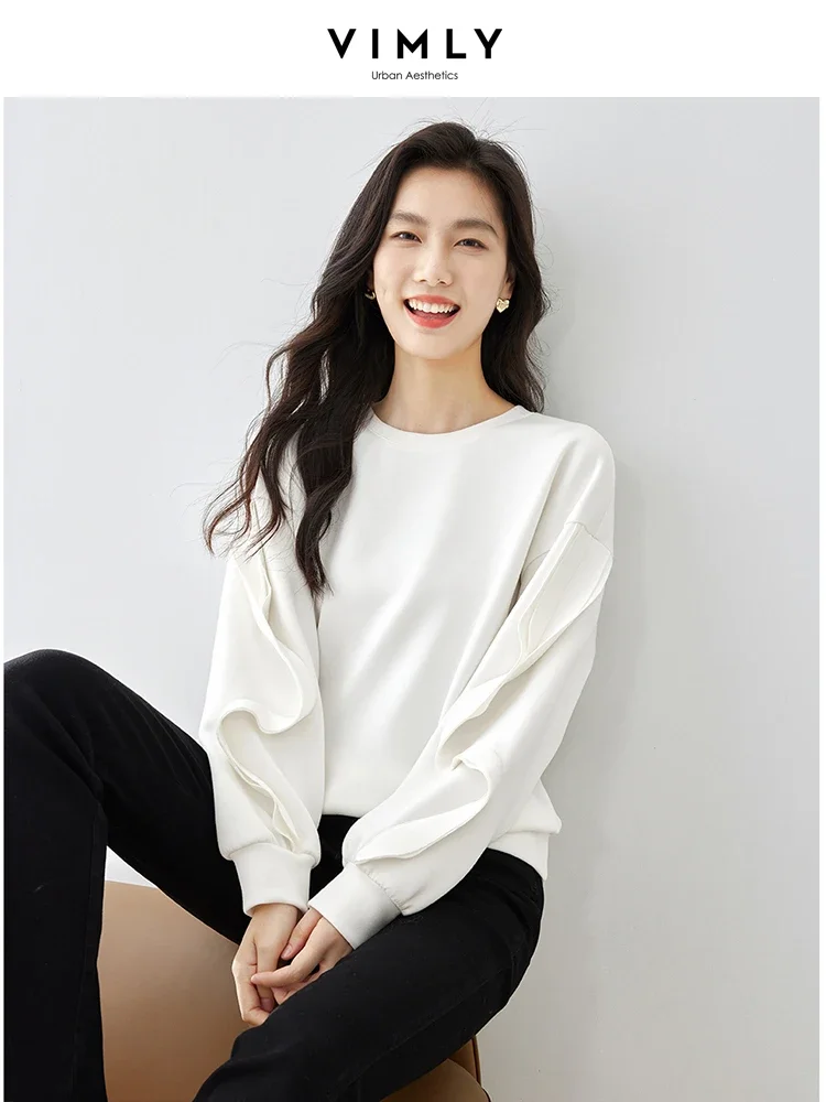 Top Trends: VIMLY Women&#039;s Pullover Sweatshirt 2023 Autumn O-neck Loose Lazy Style Korean Fashion Casual Long Sleeve Top Female Clothes M3253 Shoppable Styles