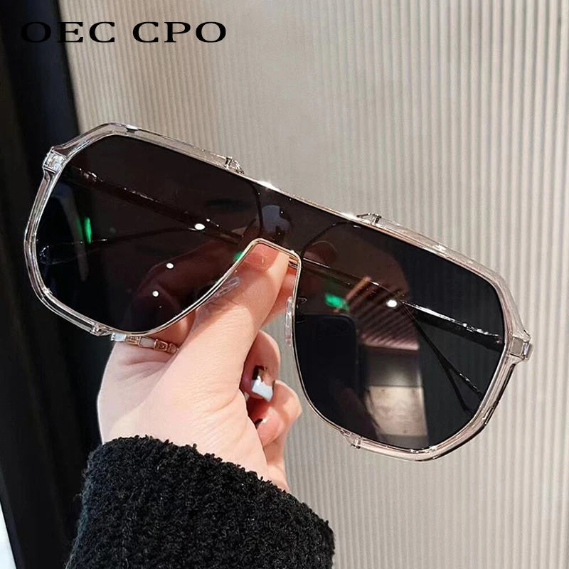 Top Trends: Oversized Sunglasses Women 2023 New Unique One Piece Fashion Sunglasses For Men UV400 Punk Glasses Trending Female Eyewear UV400 Shoppable Styles - Image 2