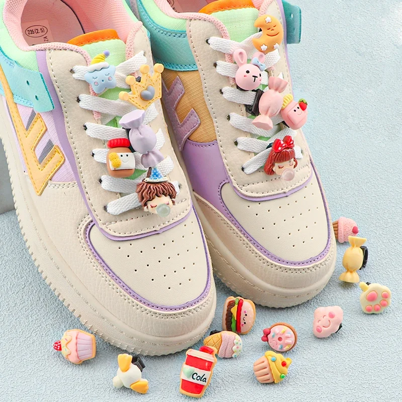 Top Trends: 1PCS Shoelaces Decoration Clips Shoe Laces Buckle Cartoon Crown Cake Candy Macaron Color Shoes Accessories For Girl Children's Shoppable Styles