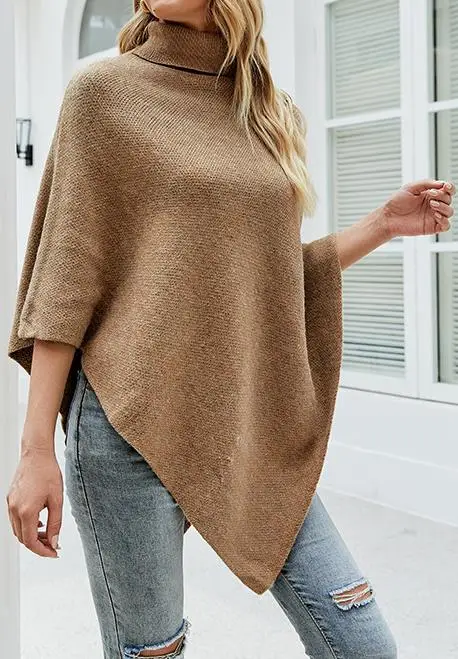 Top Trends: Woman Fashion Shawl Cloak Sweater Y2K Clothing Cardigans 2023 Autumn / winter Solid Color Loose High Neck Casual Knit Coat Shoppable Styles