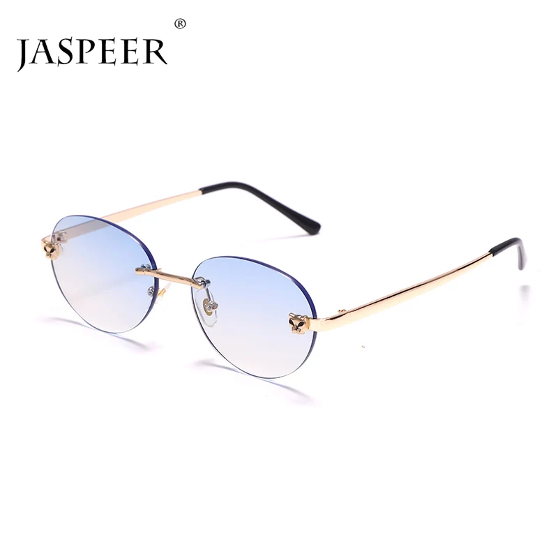 Top Trends: JASPEER Retro Rimless Oval Sunglasses Women Luxury Brand Designer Gradient Shades Men Sun Glasses UV400 Vintage Eyewear Gafas Shoppable Styles