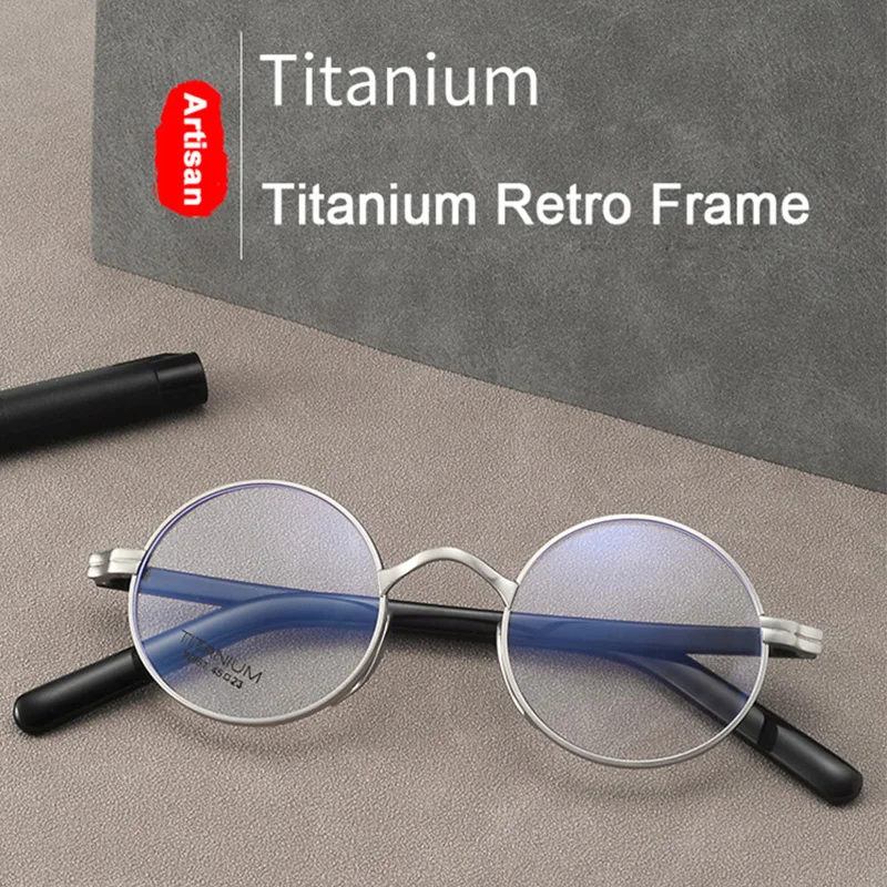 Top Trends: Japan Luxury Brand Design Photochromic Retro Titanium Round Frame Handmade IP Glasses Men Women Prescription Optical Eyeglasses Shoppable Styles