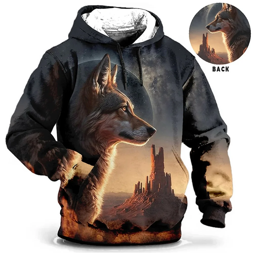 Top Trends: New Animal Print Hoodies Sweater For Men Autumn Winter Men&#039;s Hooded Fashion Street Long Sleeve Tops Loose Oversized Men Clothing Shoppable Styles