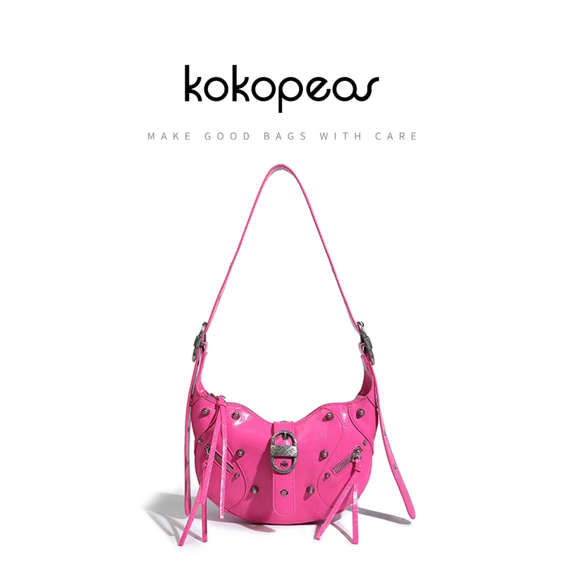 Top Trends: KOKOPEAS Pink Punk Underarm Shoulder Bag For Women Luxury Designer Leather Sling Fanny Daypack Fashion Crossbody Hobo Purse Shoppable Styles