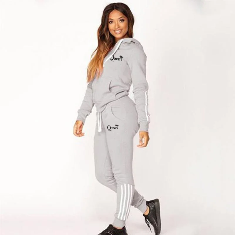 Top Trends: Hot Women's Fashion Queen's Print Tracksuit Striped Hoodies And Jogger Pants Ladies Daily Casual Clothes Shoppable Styles - Image 6