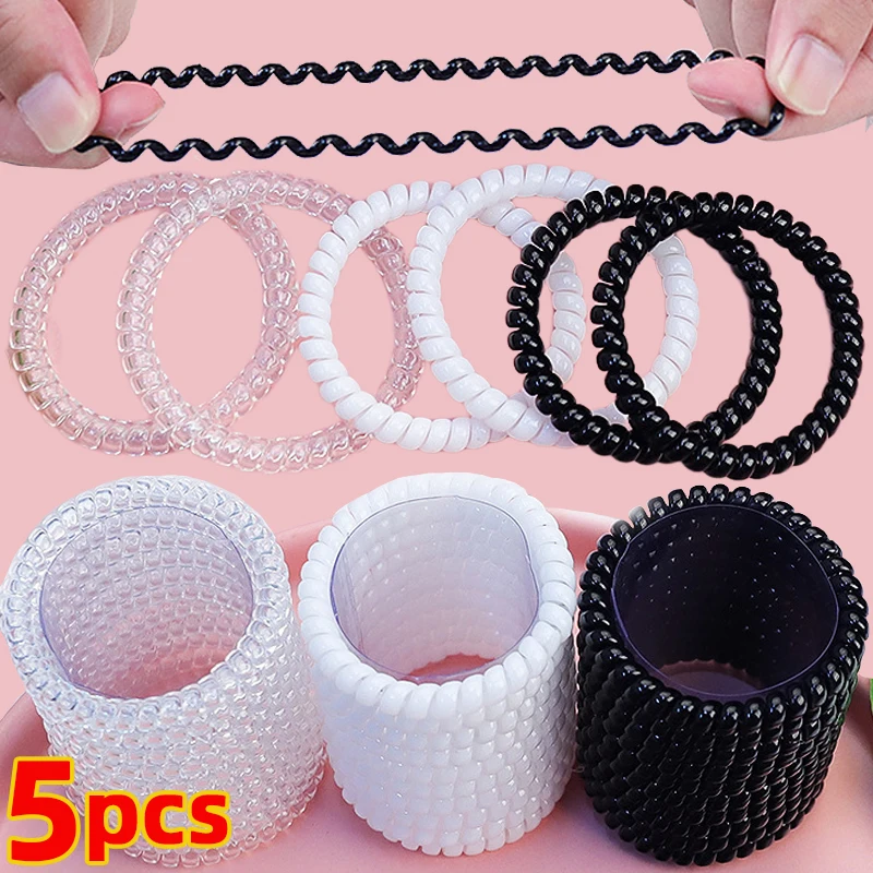 Top Trends: Fashion Elastic Transparent Telephone Wire Hair Bands Girl Woman Hair Accessories Band Headwear Hair Rope Spiral Shape Hair Ties Shoppable Styles