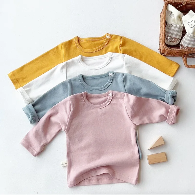 Top Trends: Autumn New Baby Long Sleeve Cotton T Shirts Boy Girl Newborn Solid Casual Bottoming Shirt Infant Toddler Letter Pullover 0-24M Shoppable Styles