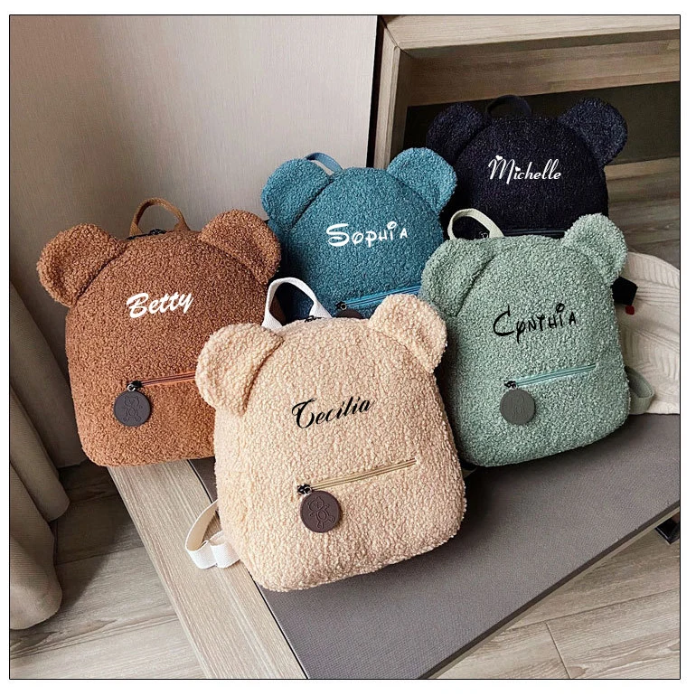 Top Trends: Personalised Womens Girls Cute Bear Pattern Backpack Plush Toddler Backpack For Girls Custom Name Small Casual Shoulder Daypack Shoppable Styles