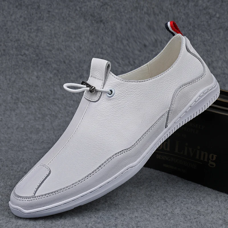 Top Trends: New Men Casual Genuine Leather Sneakers Fashion Brand Men Flats Autumn Shoes Black White Comfortable Men Moccasins Plus Size 46 Shoppable Styles