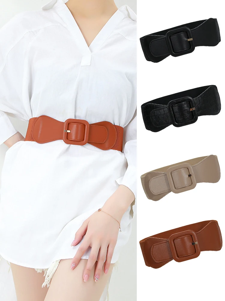 Top Trends: 2023 Elegant Women Stretchy Wide Waist Belt Ladies Elastic Dress Cummerbunds With Pin Buckle Stretch Fashion Cinch Belts Shoppable Styles