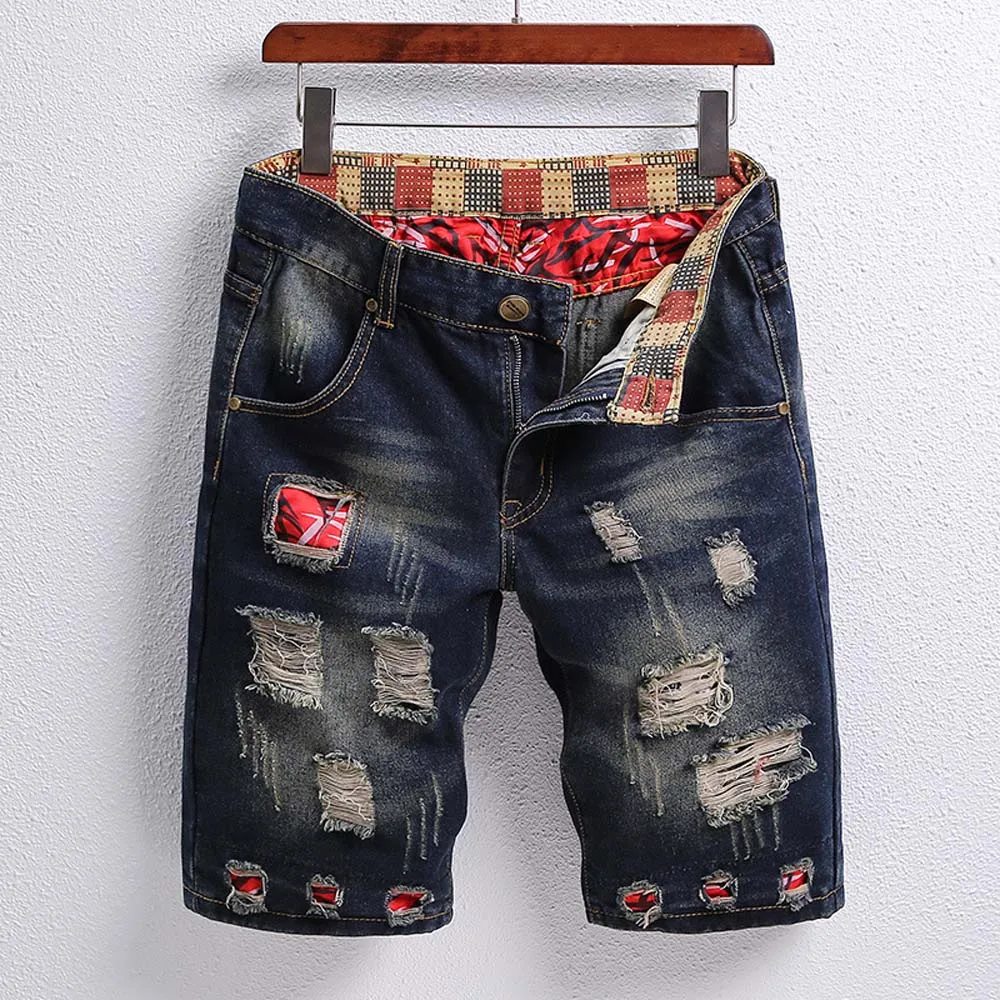 Top Trends: Y2k Men's Ripped Short Jeans Summer Streetwear Big Hole Fashion Casual Vintage Slim Beach Denim Shorts Men Brand Clothes 2023 Shoppable Styles - Image 6