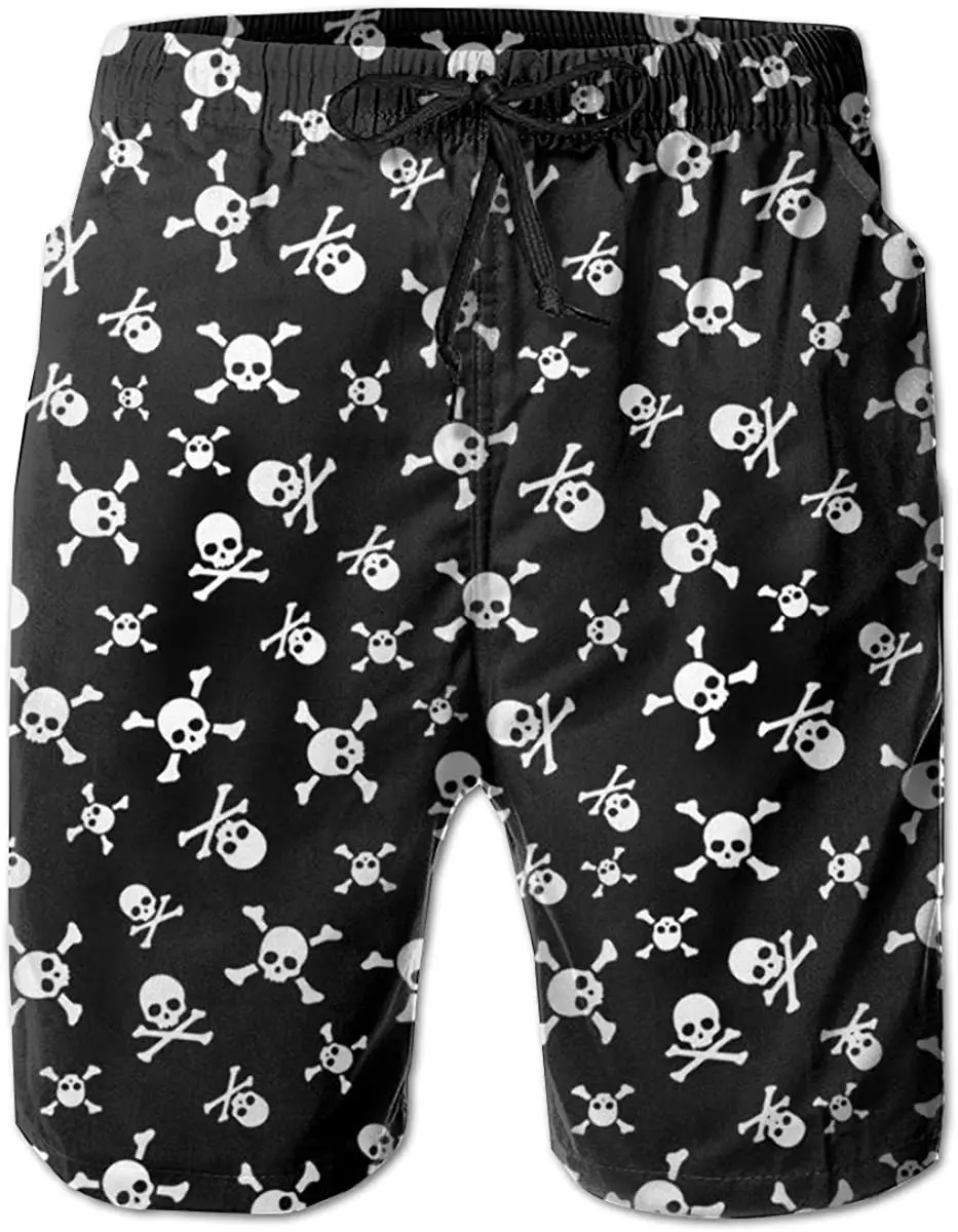 Top Trends: Skull And Crossbones Mens Swim Trunks Quick Dry Beach Board Shorts With Mesh Lining Swimwear Bathing Suits Shoppable Styles