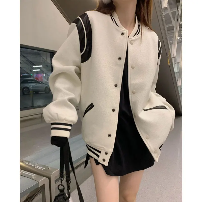 Top Trends: HOUZHOU Harajuku Fashion Bomber Jacket Women Vintage Streetwear Korean Style Preppy Winter Jackets Oversize Button Aesthetic Shoppable Styles