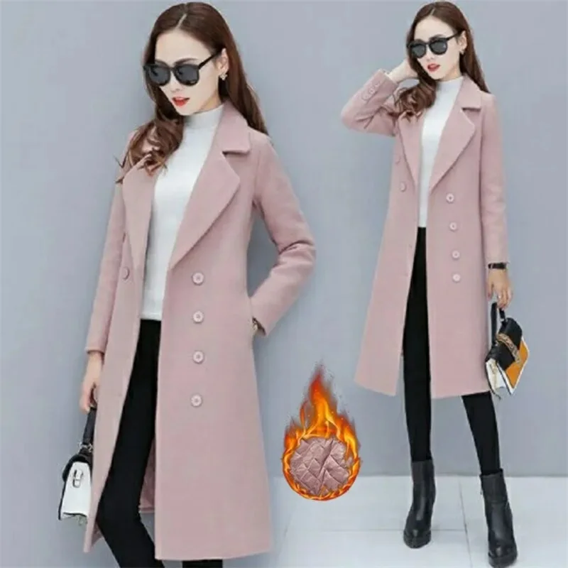 Top Trends: Female Woolen Coat Velvet 2023Women's Double-Breasted Woolen Coat Spring And Autumn Woolen Coat Fashion Suit Collar ThickTrench Shoppable Styles