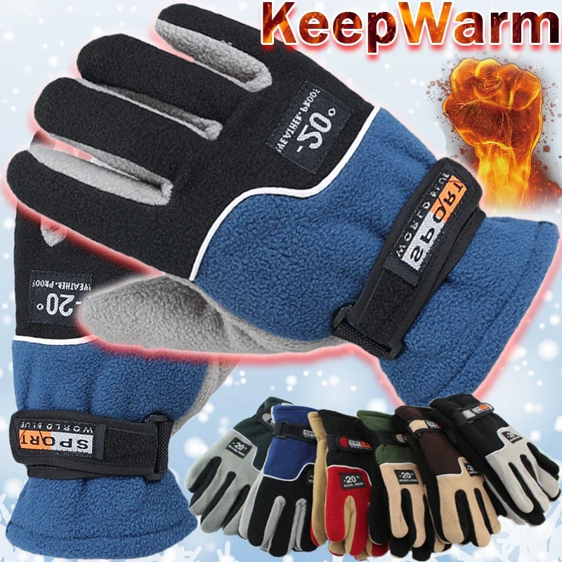 Top Trends: Winter Warm Thickened Gloves Women Men Polar Fleece Non-slip Thermal Plush Glove Windproof Outdoor Sports Skiing Snow Mittens Shoppable Styles