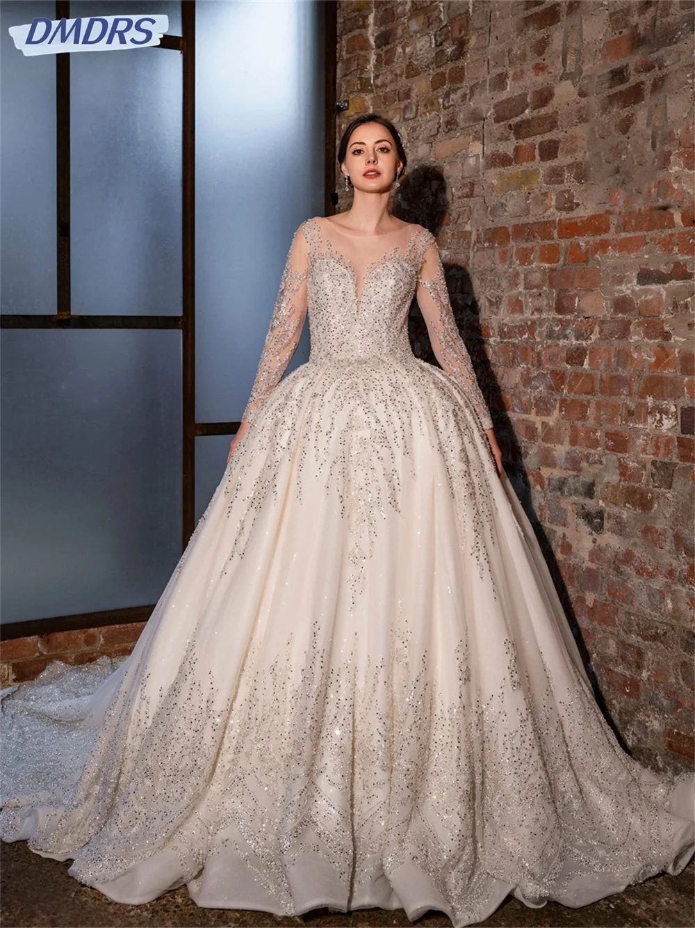 Top Trends: Elegant Long Sleeve Bride Gown 2024 Charming Sequined Wedding Dress For Women Graceful A-Line Bride Dresses Vestidos De Novia Shoppable Styles