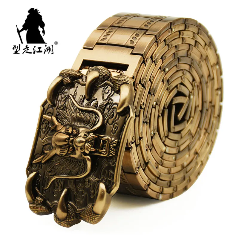 Top Trends: Men&#039;s Belt Stainless Steel Belt Retro Dragon Metal Belt Gold Color Charm Belt Hip Hop Punk Strap Self-defense Luxury Belt Male Shoppable Styles