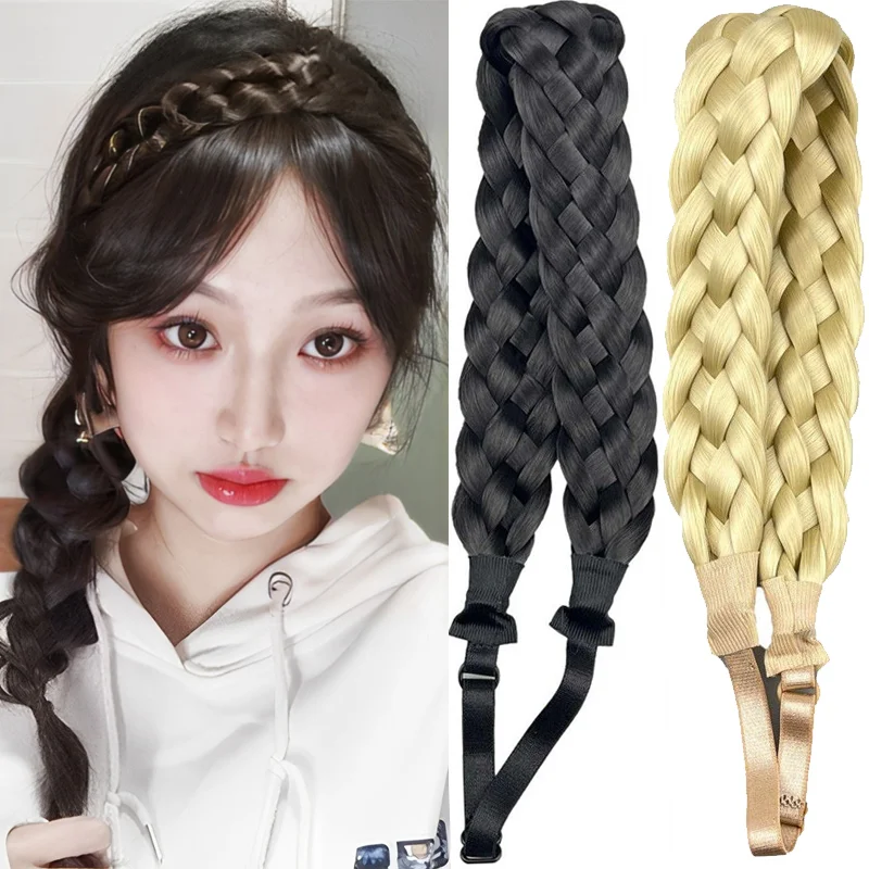 Top Trends: Synthetic Braided Headbands Fake Hair Plaited Hair Band Braiding Hair Accessories Hair Extension Hairpiece For Women Girls Shoppable Styles - Image 5