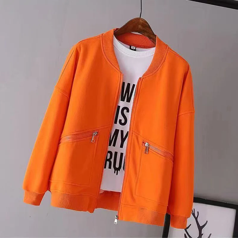 Top Trends: Fashion Stand Collar Spliced Zipper Pockets Solid Color Coats Women's Clothing 2023 Autumn Loose Korean Tops Commuter Jackets Shoppable Styles