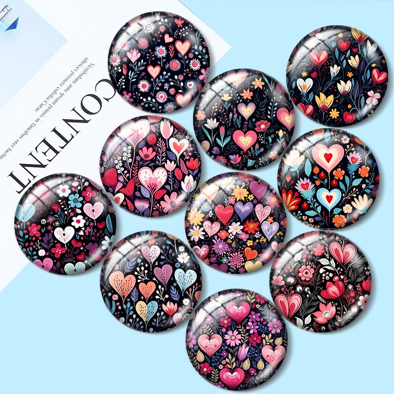 Top Trends: Hearts And Flowers 10pcs 12mm / 16mm / 18mm Round Photo Glass Cabochon Demo Flat Back Making Findings Shoppable Styles