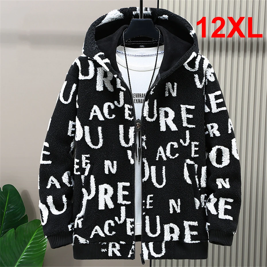 Top Trends: Lambswool Jacket Men Winter Thick Warm Jacket Coat Plus Size 12XL Fashion Casual Letter Design Jackets Male Big Size 12XL Shoppable Styles