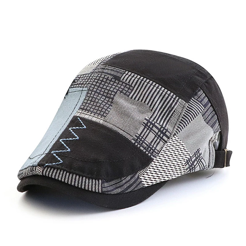 Top Trends: Designer Beret Hat Men Retro Newsboy Cap Patchwork Plaid Herringbone Flat Peaked Cap Women Driving Cabbie Gatsby Hat Casquette Shoppable Styles