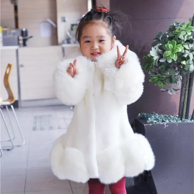 Top Trends: Winter Clothes For Girls 2023 New Kids Boutique Coat Thicken Korean Imitation Fur Autumn Fox Hair Cotton Warm Large Fur Collar Shoppable Styles