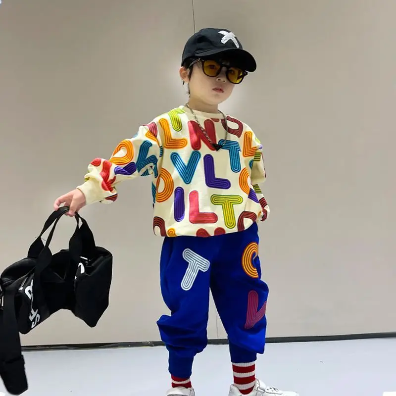 Top Trends: Autumn Children's Clothes Boy Cotton Pullover Sweatshirt And Pants Set Baby Girl Letter Print Sweatshirt Sweatpant Tracksuit Shoppable Styles - Image 6