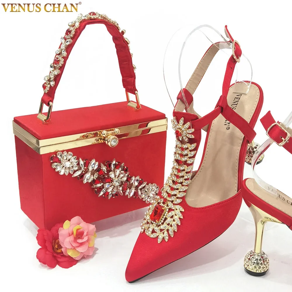 Top Trends: Venus Chan 2023 Italian Design Girly Style Pointed Toe Wedding Shoes And Bag, Full Diamond Decoration Metal Closure Bag Shoppable Styles